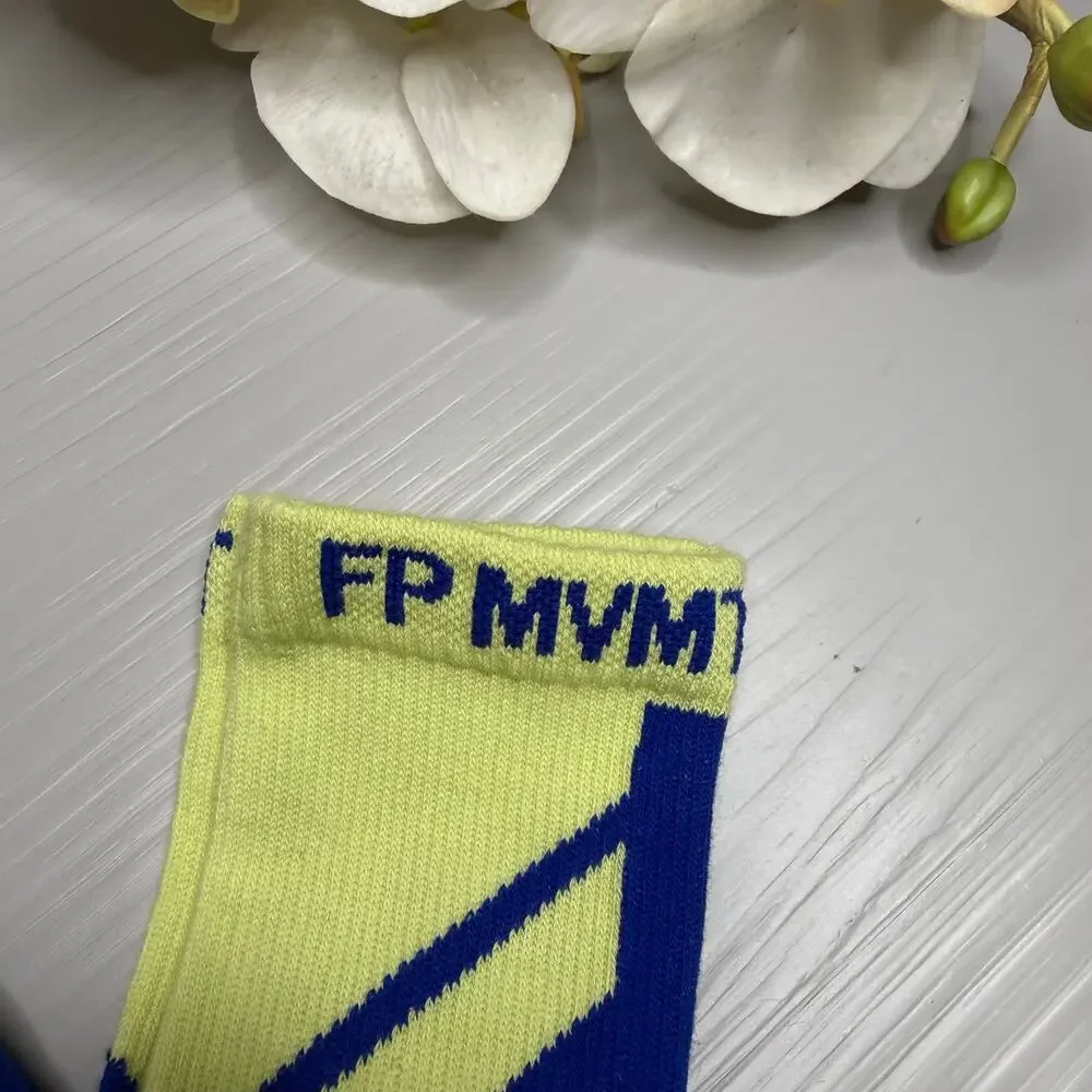 Free People knee high socks blue yellow compression socks